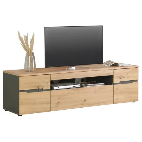 Carryhome KOMODA POD TELEVIZI, barvy grafitu, dub artisan, 192/53/47 cm