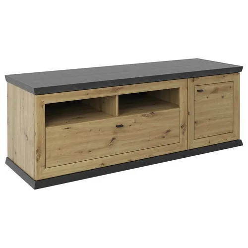 Hom`in TV DIEL, dub artisan, tmavosivá, 150/55,6/50 cm