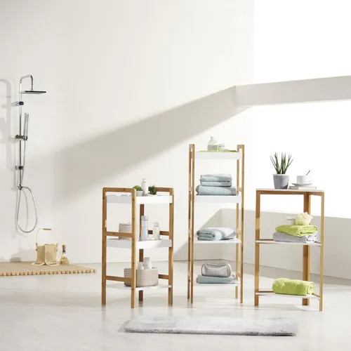 Xora REGÁL DO KÚPEĽNE, bambus, prírodná farba, biela