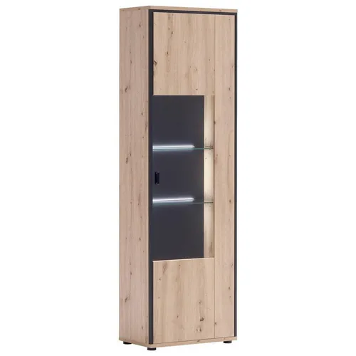 MID.YOU VITRÍNA, antracitová, čiré, barvy dubu, 63/210/38 cm