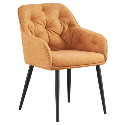 Novel ŽIDLE S PODRUČKAMI, železo, tkaná látka, žlutá, černá