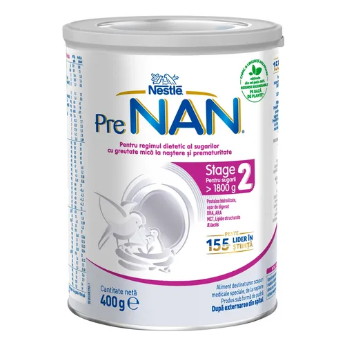 PreNAN Stage 2 Nestlé 400g – Formula Speciala pentru Prematuri si Sugari cu Greutate Mica