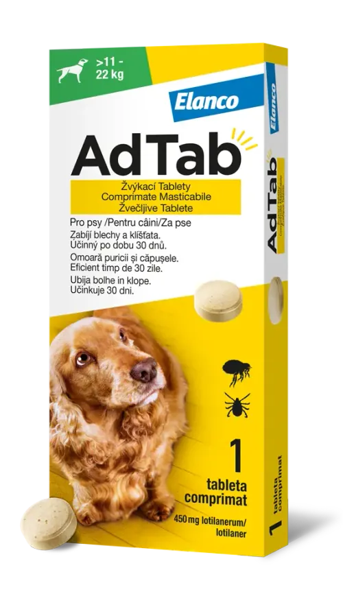 AdTab 450 mg žvýkací tablety pro psy 11-22 kg 1 tbl
