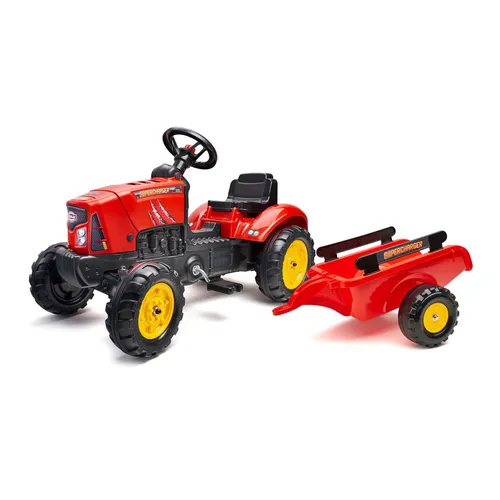 FALK Šliapací traktor SuperCharger s vlečkou a otváracou kapotou