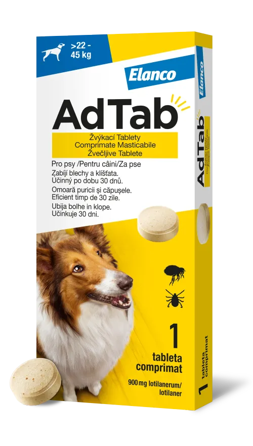 AdTab 900 mg žvýkací tablety pro psy 22-45 kg 1 tbl