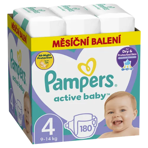 PAMPERS Active Baby 4 velikost 9-14kg 180 kusů