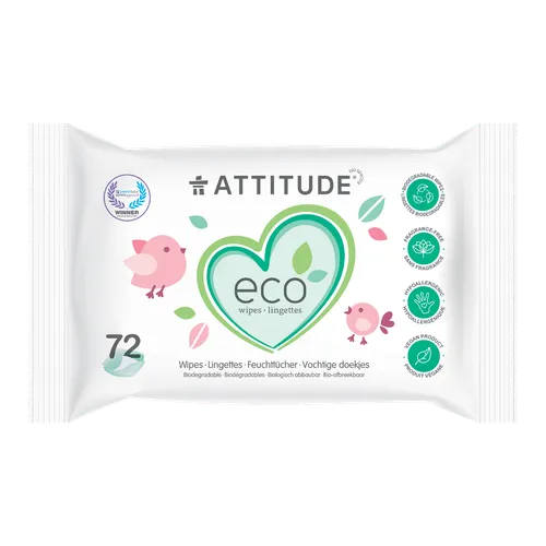 ATTITUDE Vlhčené obrúsky bez vône (72 ks) 100% kompostovateľné