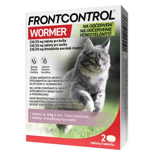 FRONTCONTROL Wormer na odčervení 230/20 mg tablety pro kočky 2 kusy