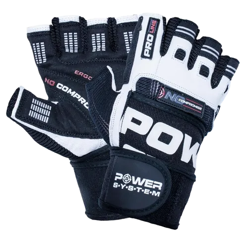 Power System Wrist Wrap Gloves No Compromise PS 2700 1 Paar - weiß-schwarz S (small)