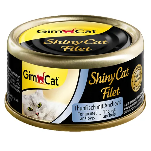 Πακέτο Προσφοράς GimCat ShinyCat Filet Κονσέρβα 24 x 70 g - Τόνος & Αντζούγιες