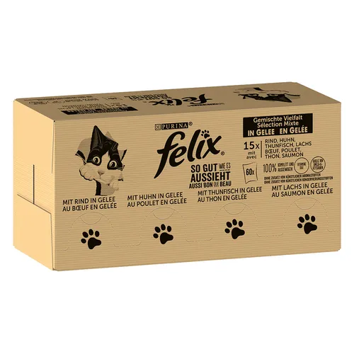 Felix Fantastic 120 x 85 g - Jumbopack - Mix carne y pescado (Vacuno, salmón, pollo, atún)