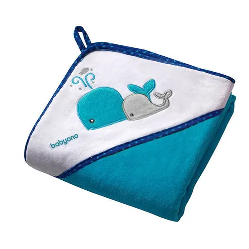 BabyOno osuška velúr s kapucňou 100x100 cm - modrá