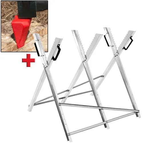 Arbeitsbock Metall + Spaltkeil Rot Karbonstahl