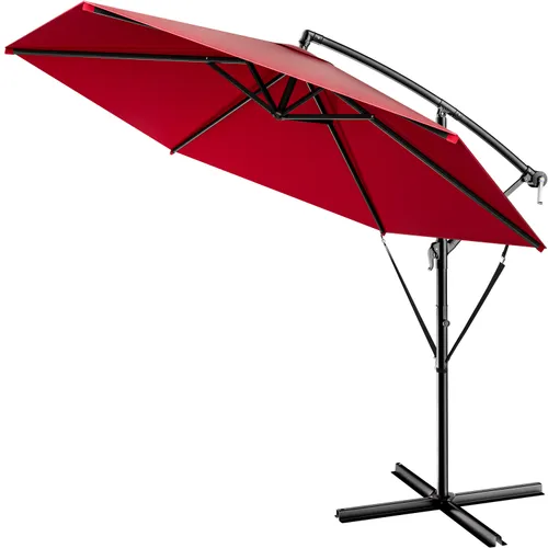 Ampelschirm Rot Alu Ø300cm UV-Schutz 50+ mit Windsicherung