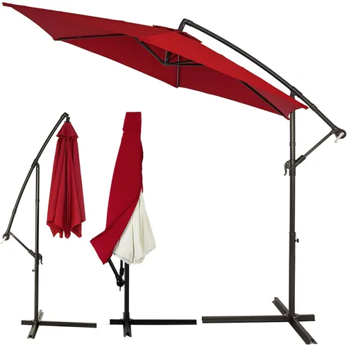Ampelschirm Ø300cm Rot UV 50+ Alu Kurbel & Abdeckung