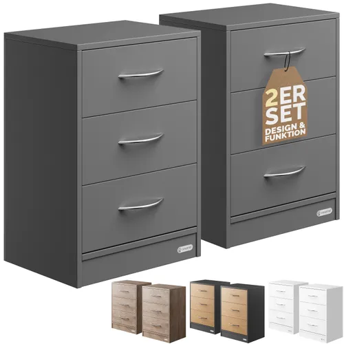 Nachttisch Eloise 2er-Set Anthrazit 54x39x28cm