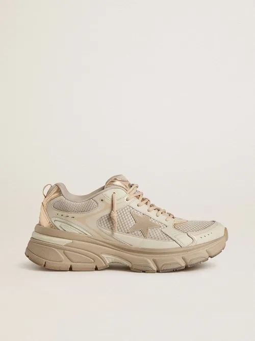 Golden Goose - Lightstar Pour Homme En Cuir Et Mesh Gris Tourterelle Avec Étoile Beige En Tpu, Homme, Taille: 47