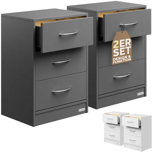 Nachttisch Eloise 2er-Set Anthrazit 54x39x28cm LED