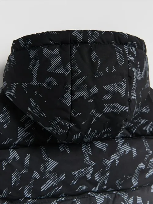 Reserved - Ocieplana kamizelka z kapturem - czarny