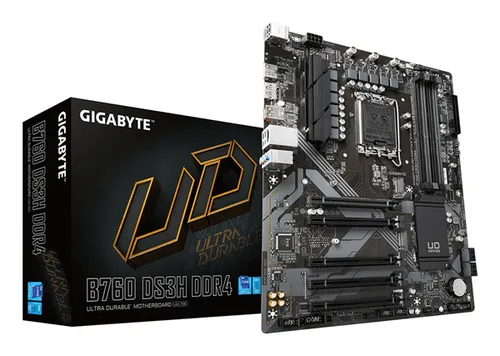 gigabyte intel b760 ds3h ddr4 placa base - soporta cpus intel core de 14a generación, vrm digital de 18+2+1 fases, hasta 5333mhz ddr4 (oc), 2xpcie 4.
