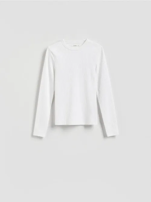 Reserved - Longsleeve w prążek - biały