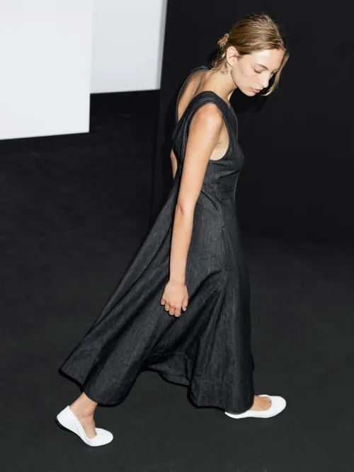 Vestito Midi In Denim Con Dettaglio Di Cuciture - Azzurro Oscuro - S - Massimo Dutti - Femminile