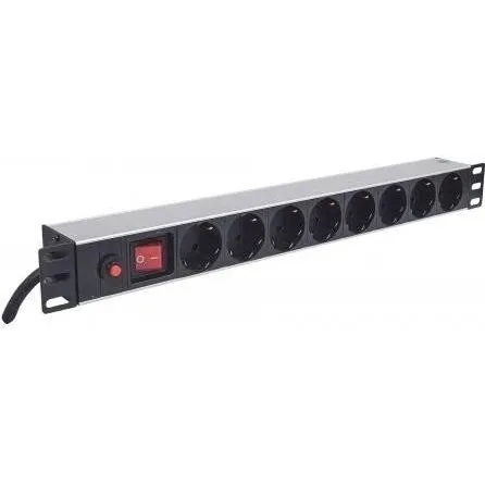 Power Strip Intellinet 1U pentru rack 19", 8 prize Schuko, maxim 16A, indicator LED, protectie la suprasarcina, on/off, cablu 3m "713986"