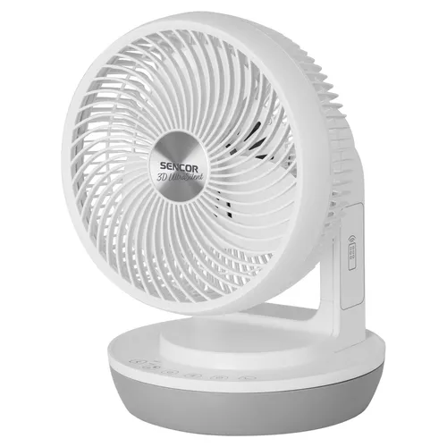 Sencor SFE 2340WH Stolný ventilátor 3D UltraSilent Tichý chod, Automatická 3D oscilácia 70°/90° Diaľkové ovládanie, .
