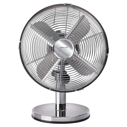 Sencor SFE 2540SL Kovový stolný ventilátor Priemer lopatiek 25 cm, Vysokokvalitné pochrómované vyhotovenie, Predná a zadná kovová ochranná mriežka, .