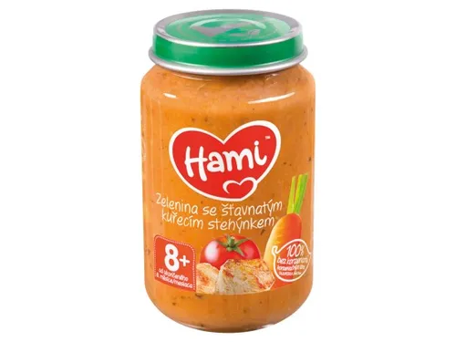 Hami Zelenina se šťavnatým kuřecím stehýnkem Masozeleninový příkrm 8+ 200 g
