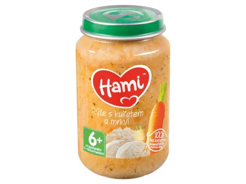 Hami masozeleninový příkrm Rýže s kuřetem a mrkví od uk. 6. měsíce 200g