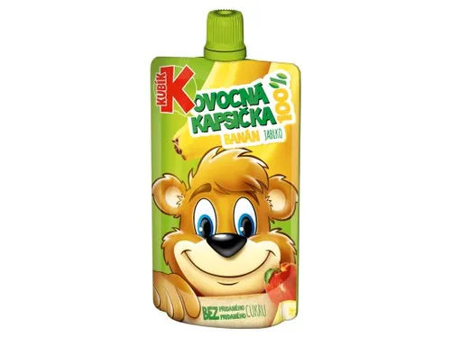 Kubík 100% ovocná kapsička BANÁN-jablko 100g