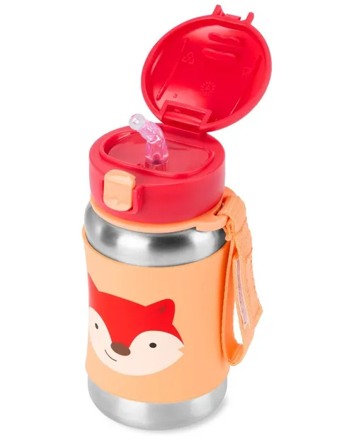 SKIP HOP Spark Style Láhev s brčkem na vodu nerez Liška 12m+
