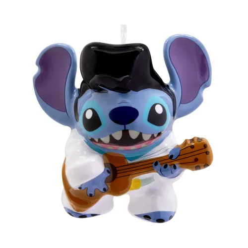 Hallmark Vánoční ozdoba Stitch Elvis plast závěsná dekorace na stromeček se stužkou 10 cm