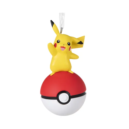 Hallmark Vánoční ozdoba Pokémon Pikachu a Pokéball plast závěsná se stužkou 9×12,3×6,5 cm sběratelská dekorace