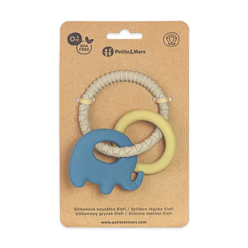 PETITE&MARS Kousátko silikonové Elefi Cute Blue 0m+