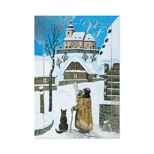 Albi Vánoční přání Josef Lada Ponocný troubí na roh s ražbou 13,5×19,5 cm univerzální text