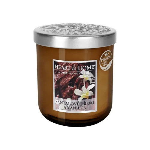 Albi Heart and Home Vonná svíčka střední Santalové dřevo a vanilka sójový vosk 110 g skleněná 30 h