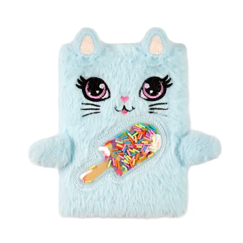 Albi Plyšový blok Kočka s nanukem 12×16×2 cm plyšové desky zápisník pro děti