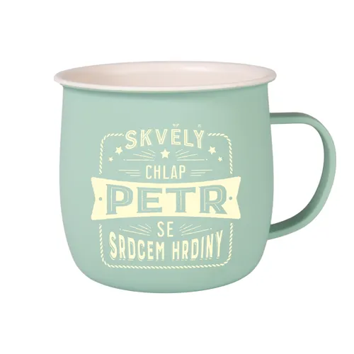 Albi Outdoorový hrnek rPET 360 ml lehký bez BPA s jménem Petr, vhodný na horké nápoje, do myčky