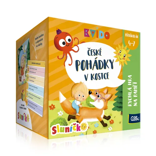 Albi Kvído V kostce České pohádky dětská paměťová hra 60 karet + bonusové karty + kostka + přesýpací hodiny