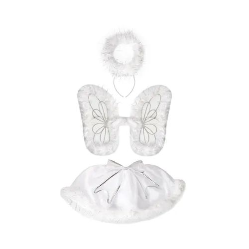 Albi Dětský set doplňků kostým Anděl 4–6 let bílá/stříbrná 3 ks čelenka se svatozáří, křídla, sukně, 100% polyester