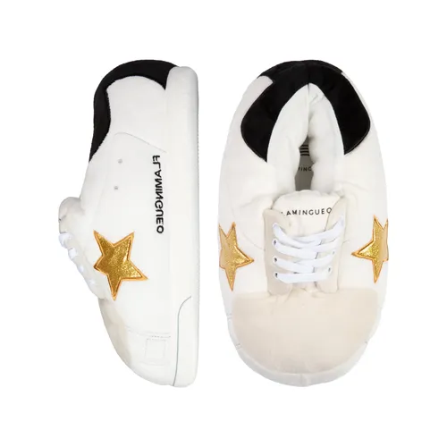 Albi Bačkory sneakers bílé s hvězdou unisex univerzální 35–46 plyšové domácí obuv protiskluzová podrážka