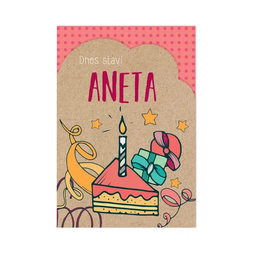 Albi Papírové přání k svátku Aneta na kraftovém papíře s hnědou obálkou, uvnitř text „Užij si svůj den!“