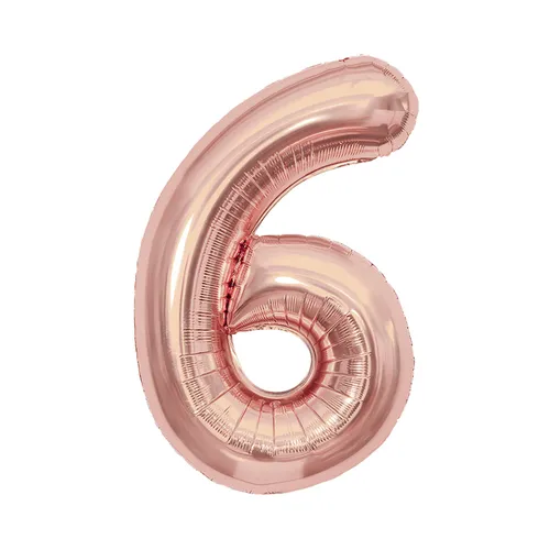 Albi Fóliový balónek číslo 6 85 cm rose gold 1 ks nafukování heliem i vzduchem narozeninová dekorace