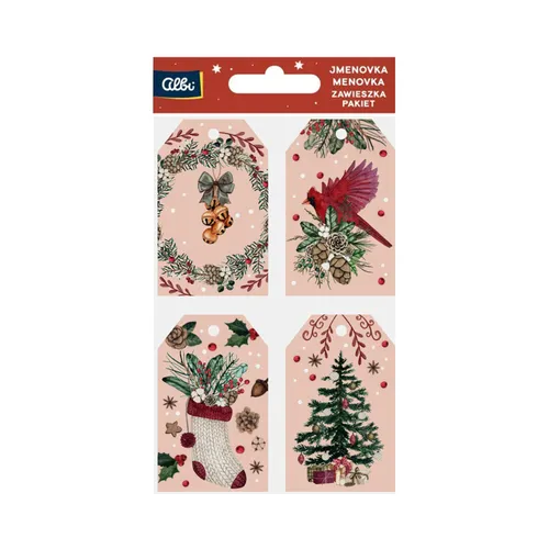 Dárková visačka 12 ks - Růžové Vánoce Albi