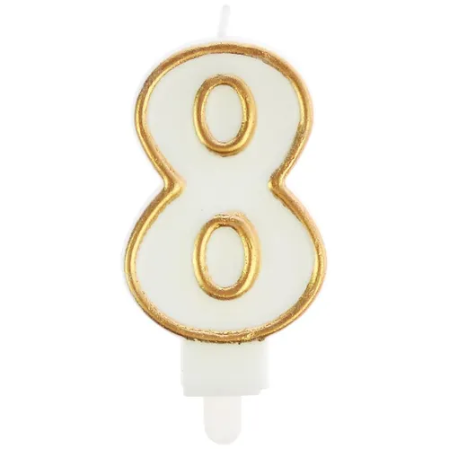 Svíčka číslo 8 zlatá 7.5cm