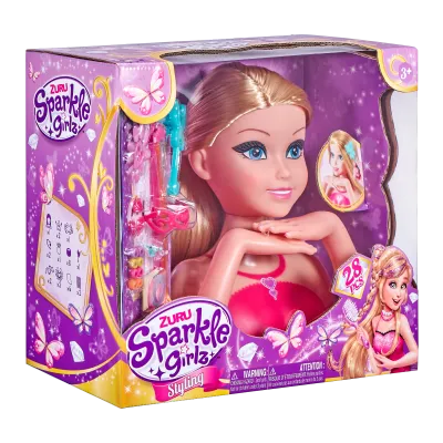 Česací hlava Sparkle Girlz s doplňky