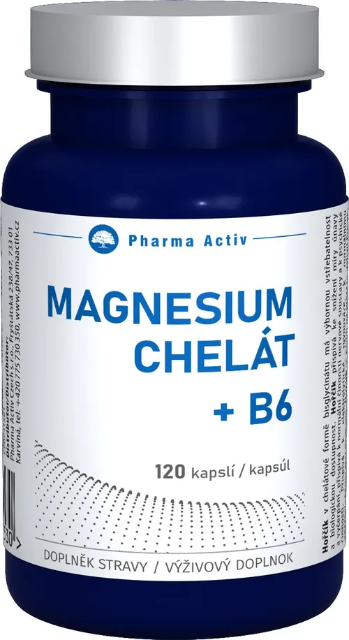 PHARMA ACTIV Magnesium Chelát + B6, 120 kapslí