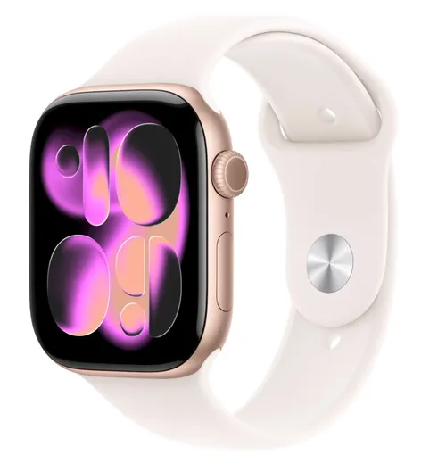 APPLE Watch 11 GPS + Cellular 46mm Růžově zlatý hliník se světle ruměným sportovním řemínkem - S/M